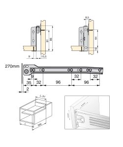 Emuca Kit Cassetto Ultrabox 86mm - Grigio Metallizzato - 10 Pezzi