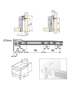 Emuca Kit cassetto per cucina Ultrabox, altezza 86 mm, prof. 270 mm, 10 u.