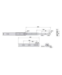 Emuca Kit Guide per cassetti, a sfera, 45x 300 mm 5 sets