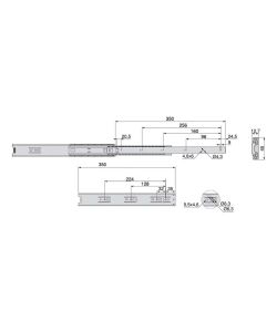 Emuca Kit Guide per cassetti, a sfera, 45x 350 mm 5 sets