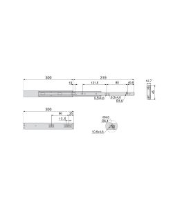 Emuca Kit Guide per cassetti, a sfera, 45 x 300 mm