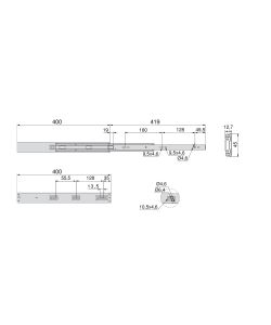 Emuca Kit Guide per cassetti, a sfera, 45 x 400 mm