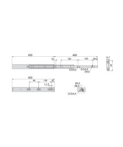 Emuca Kit Guide per cassetti, a sfera, 45 x 450 mm