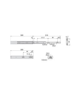 Emuca Kit Guide per cassetti, a sfera, 45 x 300 mm 5 sets