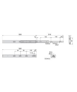 Emuca Kit Guide per cassetti, a sfera, 45 x 500 mm 5 sets