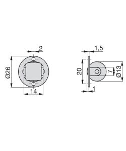 Emuca 20 Rotelle ausiliari per mobile D. 13 mm