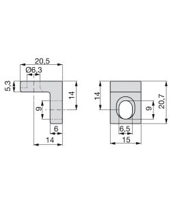 Emuca 50 squadre di unione per mobile 20,5 x 20,7 mm