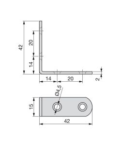 Emuca 50 squadre di unione per mobile 42 x 42 mm