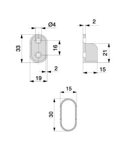 Emuca Bastone appendiabiti, ovale 30x15 mm, 950 mm, 2 u.