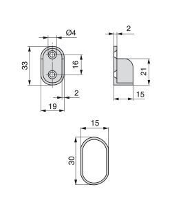 Emuca Bastone appendiabiti, ovale 30x15 mm, 950 mm, Cromo, 2 u.