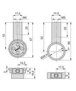 Kit bastone appendiabiti rotondo Emuca per armadio, diametro 28 mm,  lunghezza 950 mm, colore Grigio Metallizzato