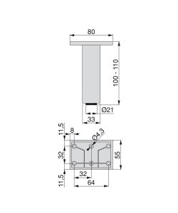 Emuca 2 piedini per mobili Smartfeet 1 100-110 mm cromo