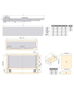 Emuca Kit cassetto per cucina Concept, altezza 138 mm, prof. 350 mm, Bianco