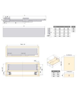 Emuca Kit cassetto per cucina Concept, altezza 138 mm, prof. 500 mm, Bianco