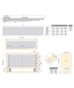 Emuca Kit cassetto per cucina Concept, altezza 185 mm, prof. 450 mm, Grigio antracite