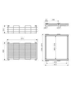 Emuca Kit Cesto in filo metallico con guide, modulo di 600 mm, 33 x 53,5 x 51 cm