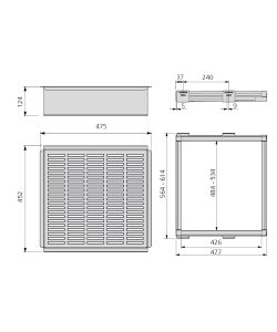 Emuca Kit Cesto in filo metallico con guide, modulo di 600 mm 48 x 23 x 51 cm