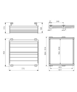 Emuca Kit Porta scarpe metallico con guide, modulo di 900 mm