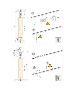 Emuca Sistema per ante scorrevoli sospese in legno con chiusura soft