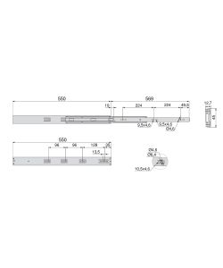 Emuca Kit Guide per cassetti, a sfera, 45 x 550 mm, estrazione totale