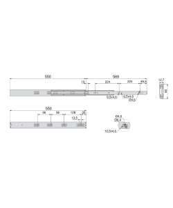 Emuca Kit Guide per cassetti, a sfera, 45 x 550 mm, estrazione totale 5 sets