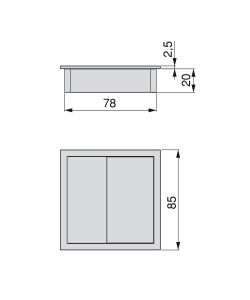 Emuca Passacavi da tavolo, quadrato, 85 x 85 mm, Bianco, 5 u.