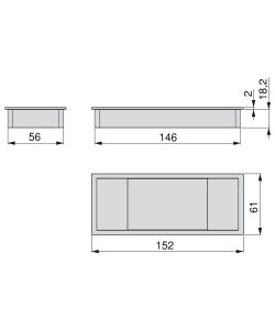 Emuca Passacavi da tavolo, rettangolare, 152 x 61 mm, Bianco, 5 u.