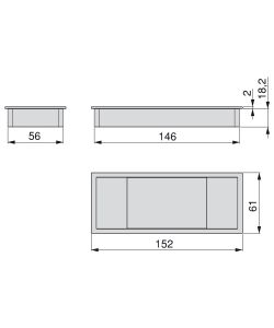 Emuca Passacavi da tavolo, rettangolare, 152 x 61 mm, Nero, 5 u.