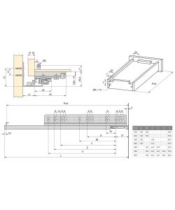 Emuca Kit Guide a scomparsa per cassetti, a rulli, 440 mm