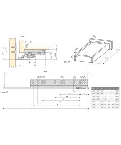 Emuca Kit Guide a scomparsa per cassetti, a rulli, 440 mm