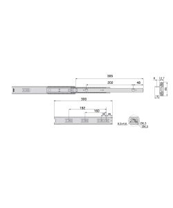 Emuca Kit Guide per cassetti, a sfera, 45 x 300 mm con squadre