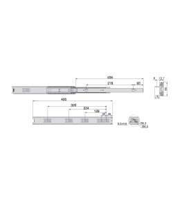 Emuca Kit Guide per cassetti, a sfera, 45 x 400 mm con squadre