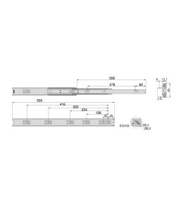 Emuca Kit Guide per cassetti, a sfera, 45 x 500 mm con squadre