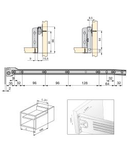 Emuca Kit cassetto per cucina Ultrabox, altezza 86 mm, prof. 500 mm