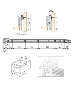 Emuca Kit cassetto per cucina Ultrabox, altezza 118 mm, prof. 500 mm