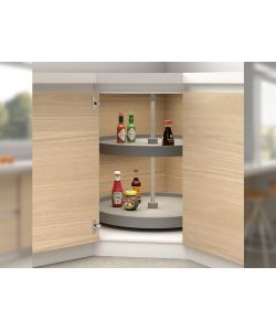 Emuca Coppia di cestelli circolari Shelvo per mobili da cucina, 800, Plastica grigia, Tecnoplastica e Alluminio