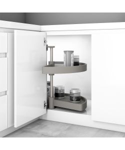 Emuca Cestello girevole per mobile da cucina, 180, modulo 800 mm, Grigio