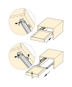 Emuca Kit Guide a scomparsa per cassetti, a rulli, 250 mm, estrazione totale, sistema soft
