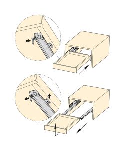 Emuca Kit Guide a scomparsa per cassetti, a rulli, 350 mm, estrazione totale, sistema soft