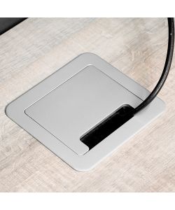 Emuca Multipresa da scrivania, 2 USB +1 HDMI + 1 prese EU, 145x130 mm, color alluminio