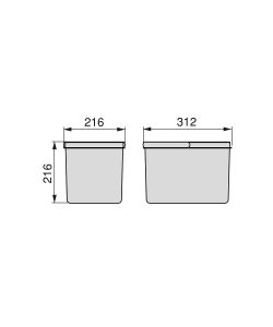 Emuca Contenitori per cassetti da cucina, altezza 216 mm, 2x12L