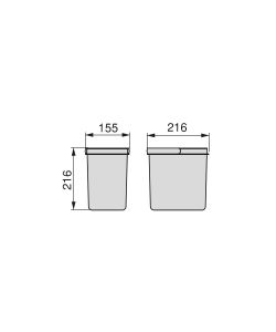 Emuca Contenitori per cassetti da cucina, altezza 216 mm, 2x6L, Grigio antracite