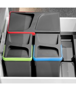 Emuca Contenitori per cassetti da cucina, altezza 216 mm, 2x6L, Grigio antracite