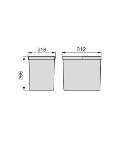 Emuca Contenitori per cassetti da cucina, altezza 266 mm, 1x15L, Grigio antracite