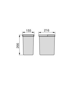 Emuca Contenitori per cassetti da cucina, altezza 266 mm, 2x7L, Grigio antracite