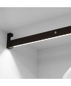 Emuca Barra appendiabili per armadi con luce LED, regolabile 408-558 mm, Colore moka
