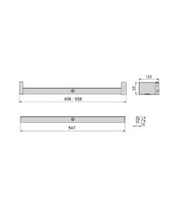 Emuca Barra appendiabili per armadi con luce LED, regolabile 408-558 mm, Colore moka