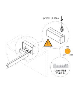 Emuca Barra appendiabili per armadi con luce LED, regolabile 408-558 mm, Colore moka