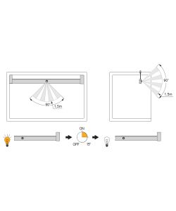 Emuca Barra appendiabili per armadi con luce LED, regolabile 408-558 mm, Colore moka