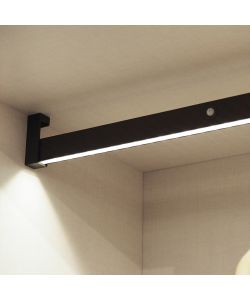 Emuca Barra appendiabili per armadi con luce LED, regolabile 408-558 mm, Colore moka